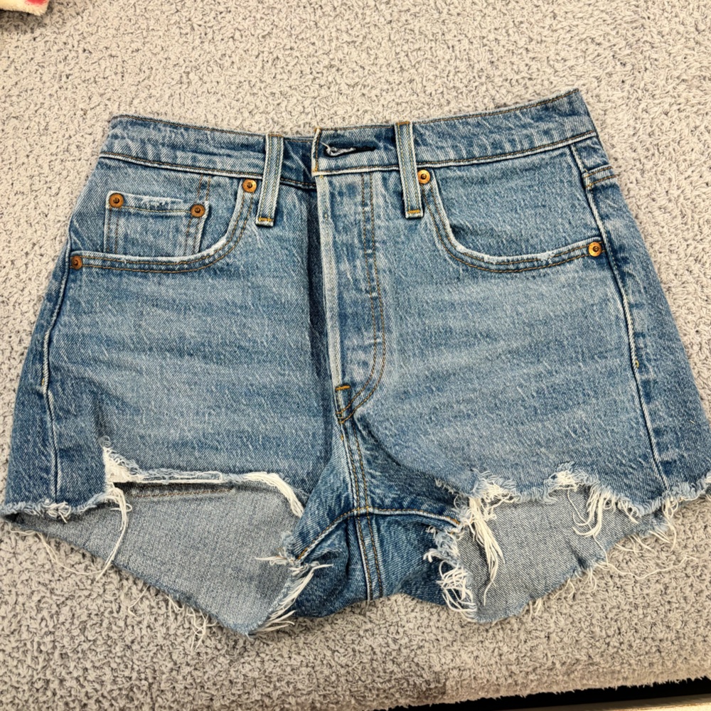 Levi's Blue Distressed Jean Shorts
